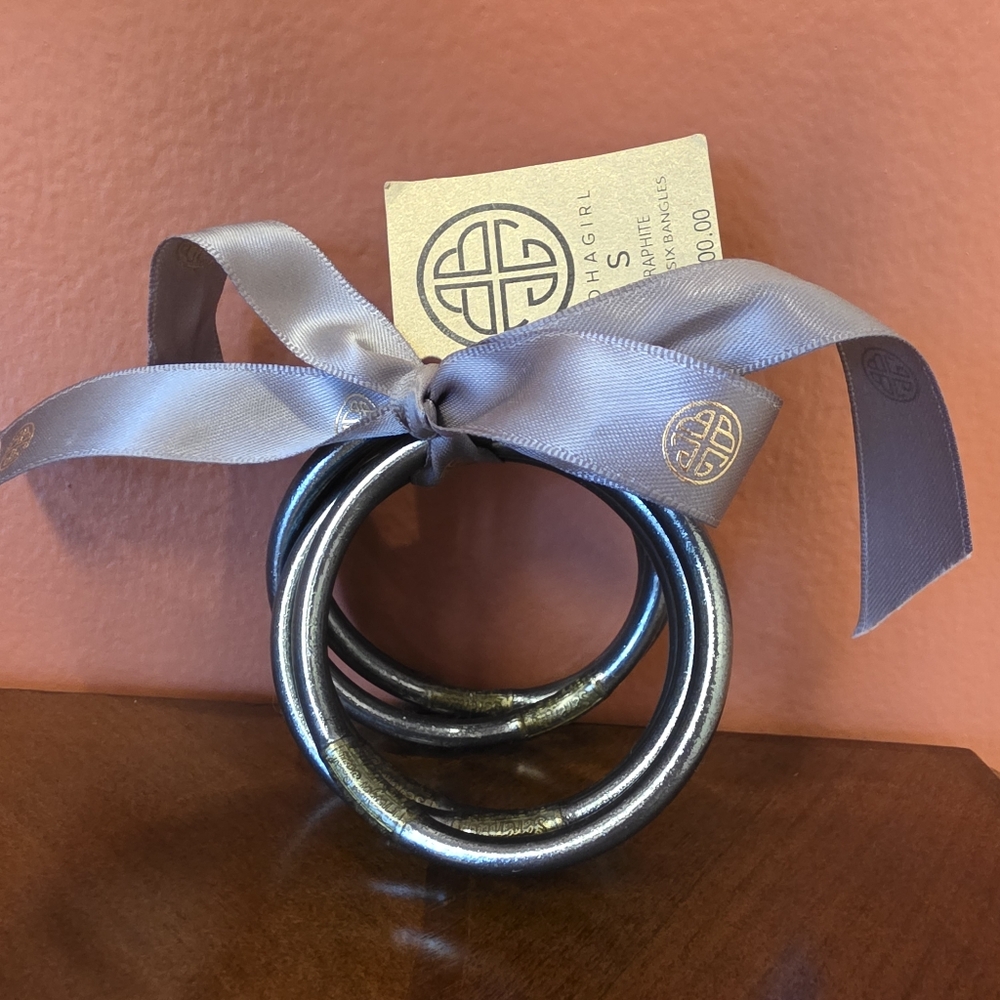 Budhagirl AWB Serenity Prayer bangles in GRANITE size SMALL